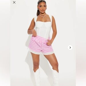 Fashion Nova Brunch Date Gingham Short-Pink